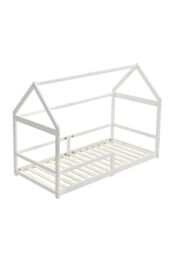 Living and Home White Kid's Pine Wood House Bed - thumbnail 3