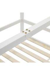 Living and Home White Kid's Pine Wood House Bed - thumbnail 5