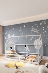 Living and Home White Kid's Pine Wood House Bed - thumbnail 2