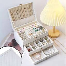 Kelvenix 3 Layer Jewellery Organizer Necklace Storage Box Drawer Cabinet in White - thumbnail 1