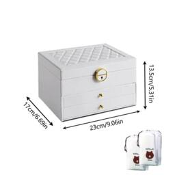 Kelvenix 3 Layer Jewellery Organizer Necklace Storage Box Drawer Cabinet in White - thumbnail 2