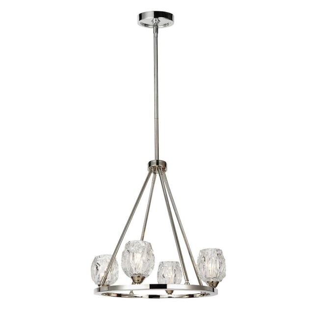 Loops 4 Bulb Chandelier LIght Highly Polished Nickel LED G9 3.5W in Metallics