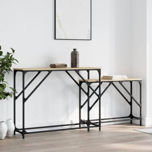 Berkfield Home Nesting Console Tables 2 pcs Sonoma Oak Engineered Wood in Light Tan - image 1