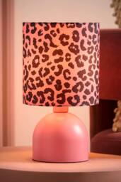 ValueLights Mileys Pink Leopard Print Table Lamp & Bulb - thumbnail 2