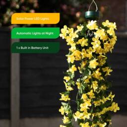Gardenwize Solar Hanging Primrose Flower Lights in Yellow 30 LEDs - thumbnail 5