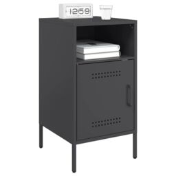 Berkfield Home Bedside Cabinets 2 pcs Black 36x39x68 cm Steel - Size: 36 x 39 x 68 cm - thumbnail 3
