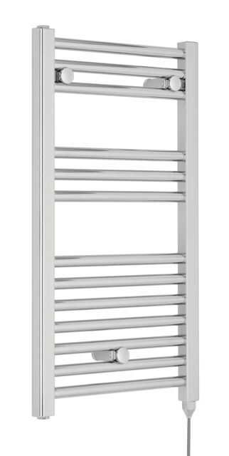 Balterley Electric Vertical Round Towel Rail with 13 Rails, 720x400mm - Chrome in Silver - image 1