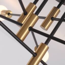 NIVOR 8-Lights Sputnik Chandelier, Black Gold Semi Flush Ceiling Light E27 in Metallic Gold - thumbnail 6