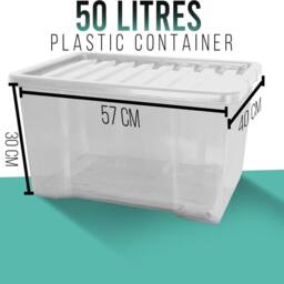 Havendro 50L set of 4 Heavy Duty Clear Plastic Storage Boxes with Lids - thumbnail 2