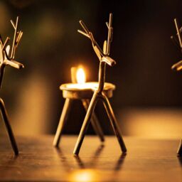 Marco Paul Set of 6 Metal Reindeer Tealight Candle Holders with Tealights Rustic Decor in Brown - thumbnail 3
