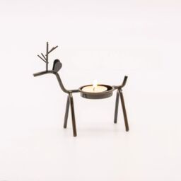 Marco Paul Set of 6 Metal Reindeer Tealight Candle Holders with Tealights Rustic Decor in Brown - thumbnail 5