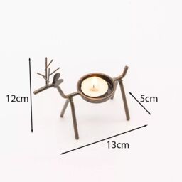 Marco Paul Set of 6 Metal Reindeer Tealight Candle Holders with Tealights Rustic Decor in Brown - thumbnail 4