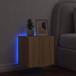 Berkfield Home TV Wall Cabinet with LED Lights Sonoma Oak 40.5x35x40 cm in Light Brown - thumbnail 4
