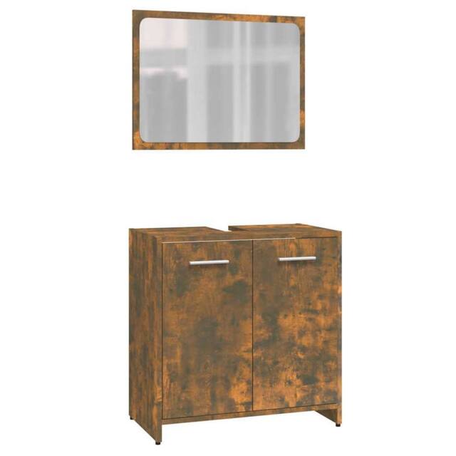 Berkfield Home Bathroom Furniture Set Smoked Oak Engineered Wood in Brown - image 1
