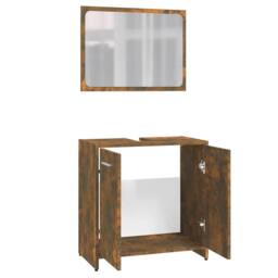 Berkfield Home Bathroom Furniture Set Smoked Oak Engineered Wood in Brown - thumbnail 6