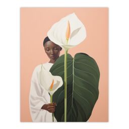 "Artery8 Wall Art Print We Come in Peace Lily African Woman Portrait Poster Picture in Pink - Size: W18"" x H24""" - thumbnail 1