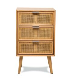 Nordlys Scandinavian Wooden 3-Drawer Wicker Cane Dresser in Brown - thumbnail 3