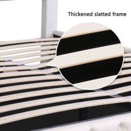 BTM PU Upholstered Bed 135x190cm with LED Lighting & Storage in White - Size: 135x190 cm - thumbnail 8
