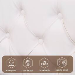 BTM PU Upholstered Bed 135x190cm with LED Lighting & Storage in White - Size: 135x190 cm - thumbnail 5