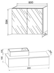 VCM 3tlg washroom washbasin Gudas cabinet in White - thumbnail 5