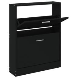 Berkfield Home Shoe Cabinet Black 59x17x81 cm Engineered Wood - Size: 59 x 17 x 81 cm - thumbnail 1