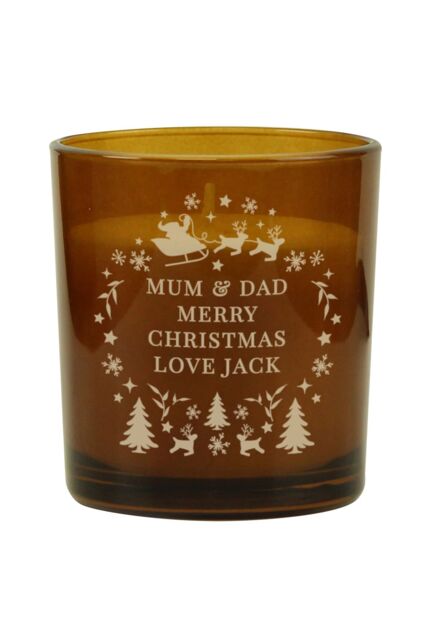 Personalised Memento Company Personalised Engraved Christmas Amber Glass Candle - image 1