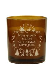 Personalised Memento Company Personalised Engraved Christmas Amber Glass Candle