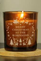 Personalised Memento Company Personalised Engraved Christmas Amber Glass Candle - thumbnail 3