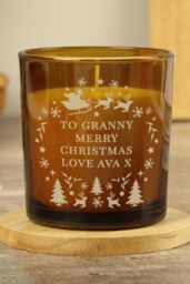 Personalised Memento Company Personalised Engraved Christmas Amber Glass Candle - thumbnail 4
