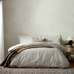 Yard Hebden Striped 100% Cotton Duvet Cover Set in Brown - Size: Double