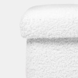OHS Ottoman Boucle Storage Box Footstool Space Saving in White - thumbnail 5