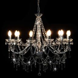 Berkfield Home Beautiful Chandelier with Beads Silver 12 x E14 Bulbs - thumbnail 1