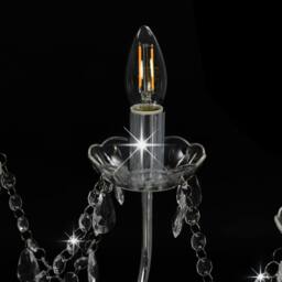 Berkfield Home Beautiful Chandelier with Beads Silver 12 x E14 Bulbs - thumbnail 6