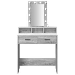 Berkfield Home Makeup Table with LED Lights in Grey Sonoma - 79x41x140 cm - Size: 79 x 41 x 140 cm - thumbnail 5