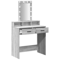 Berkfield Home Makeup Table with LED Lights in Grey Sonoma - 79x41x140 cm - Size: 79 x 41 x 140 cm - thumbnail 4