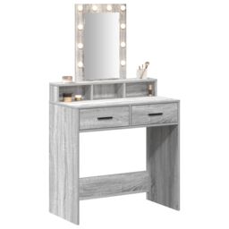 Berkfield Home Makeup Table with LED Lights in Grey Sonoma - 79x41x140 cm - Size: 79 x 41 x 140 cm - thumbnail 3