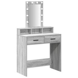 Berkfield Home Makeup Table with LED Lights in Grey Sonoma - 79x41x140 cm - Size: 79 x 41 x 140 cm - thumbnail 2