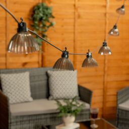 ValueLights Smoked Pleated LED 10 x Battery Operated Outdoor Garden String Lights in Grey - thumbnail 3