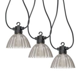 ValueLights Smoked Pleated LED 10 x Battery Operated Outdoor Garden String Lights in Grey - thumbnail 2