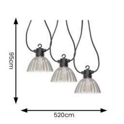 ValueLights Smoked Pleated LED 10 x Battery Operated Outdoor Garden String Lights in Grey - thumbnail 5