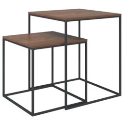 Berkfield Home Coffee Table Set 2 pcs Engineered Wood & Metal in Black - thumbnail 2