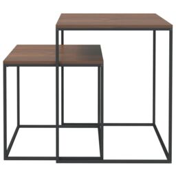 Berkfield Home Coffee Table Set 2 pcs Engineered Wood & Metal in Black - thumbnail 3