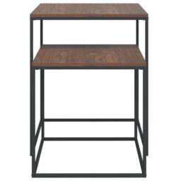 Berkfield Home Coffee Table Set 2 pcs Engineered Wood & Metal in Black - thumbnail 4