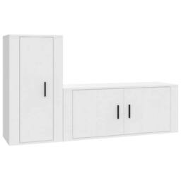 Berkfield Home Classic 2 Piece TV Cabinet Set White Engineered Wood - thumbnail 3