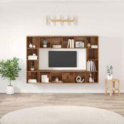 Berkfield Home TV Cabinet 4 pcs Brown 37 x 37 x 142.5 cm Engineered wood - thumbnail 2
