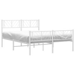 Berkfield Home Metal Bed Frame with Headboard & Footboard White 135x190 cm Double - thumbnail 4