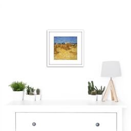 Artery8 Van Gogh Corn Harvest Provence Painting 8X8 Inch Square Wooden Framed Wall Art Print Picture with Mount in White - thumbnail 2