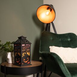 Samuel Alexander 29cm Battery Operated Black Light up Happy Halloween Lantern Decoration with Multi-Coloured LEDs - thumbnail 2
