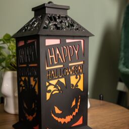 Samuel Alexander 29cm Battery Operated Black Light up Happy Halloween Lantern Decoration with Multi-Coloured LEDs - thumbnail 3