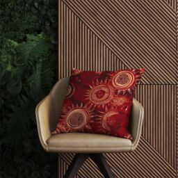 Warren Reed - Designer Abstract Red Moon & Sun Outdoor Cushion - Size: 60 cm x 60 cm - thumbnail 2